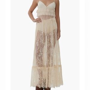 AFRM Cream Lace Maxi Skirt